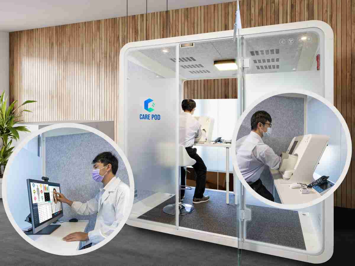 达擎于医疗科技展中展出＂远距诊疗舱＂，，，以因应医疗数字化及社会高龄化趋势下、、复诊及慢性病患等族群对于远距看诊需求逐渐升高所推出的创新整合方案。。。。多功能合一、、高隐私性的远距诊疗舱可根据病患端与医师端的不同需求，，，提供弹性化及客制化功能，，节省医生和病患的精力及时间